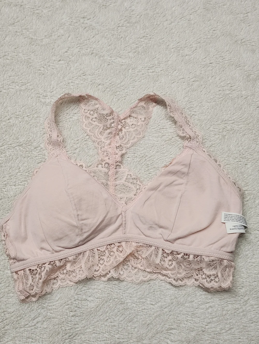 • Auden Size Small S Lightly Lined Lace Racerback Bralette Bra Light Pink - Picture 6 of 8